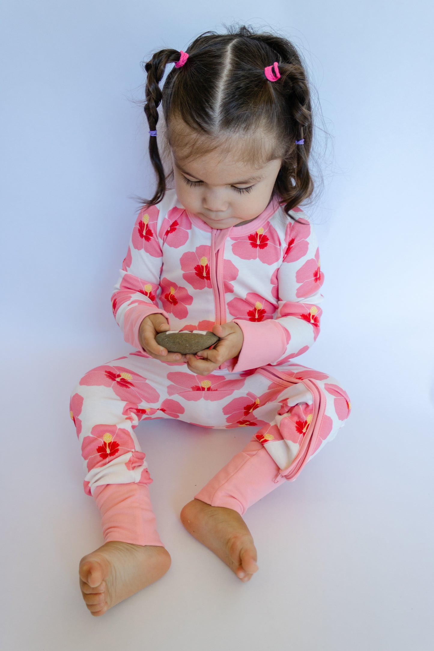 Long-Sleeved Zipper Rompers - Hibisucs in Bloom