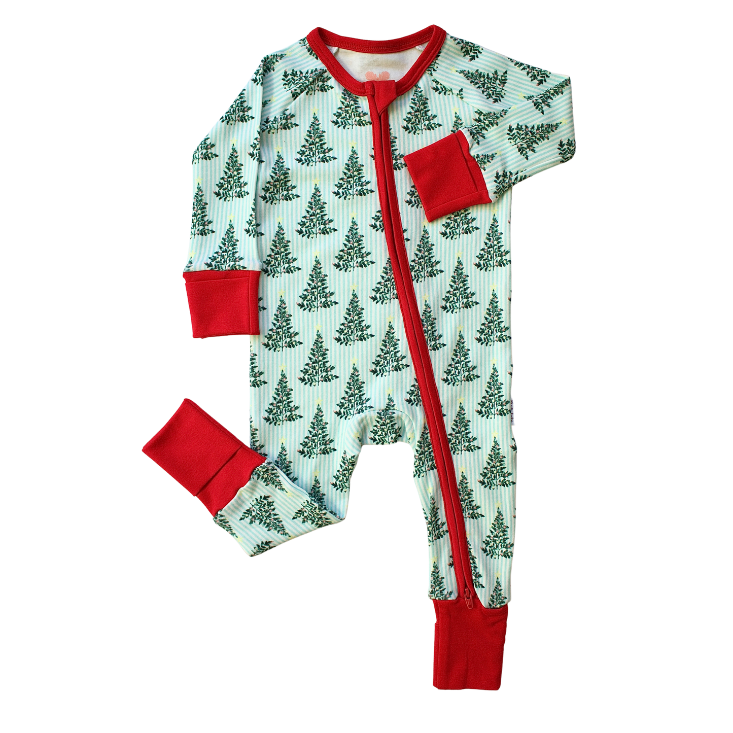 Long-Sleeved Zipper Rompers - Twinkling Fern